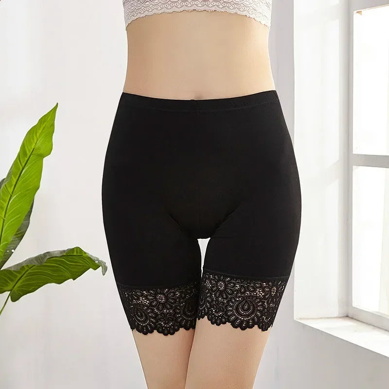 Women Big Safety Pants Soft Comfortable Modal Material Shorts Lace Qme