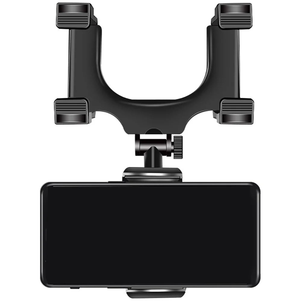 Car Phone Holder Rearview Mirror Mount Bracket Clip Navigation GPS Mobile Phone Stand Foldable Adjustable Car Cell Phone Support Qme black