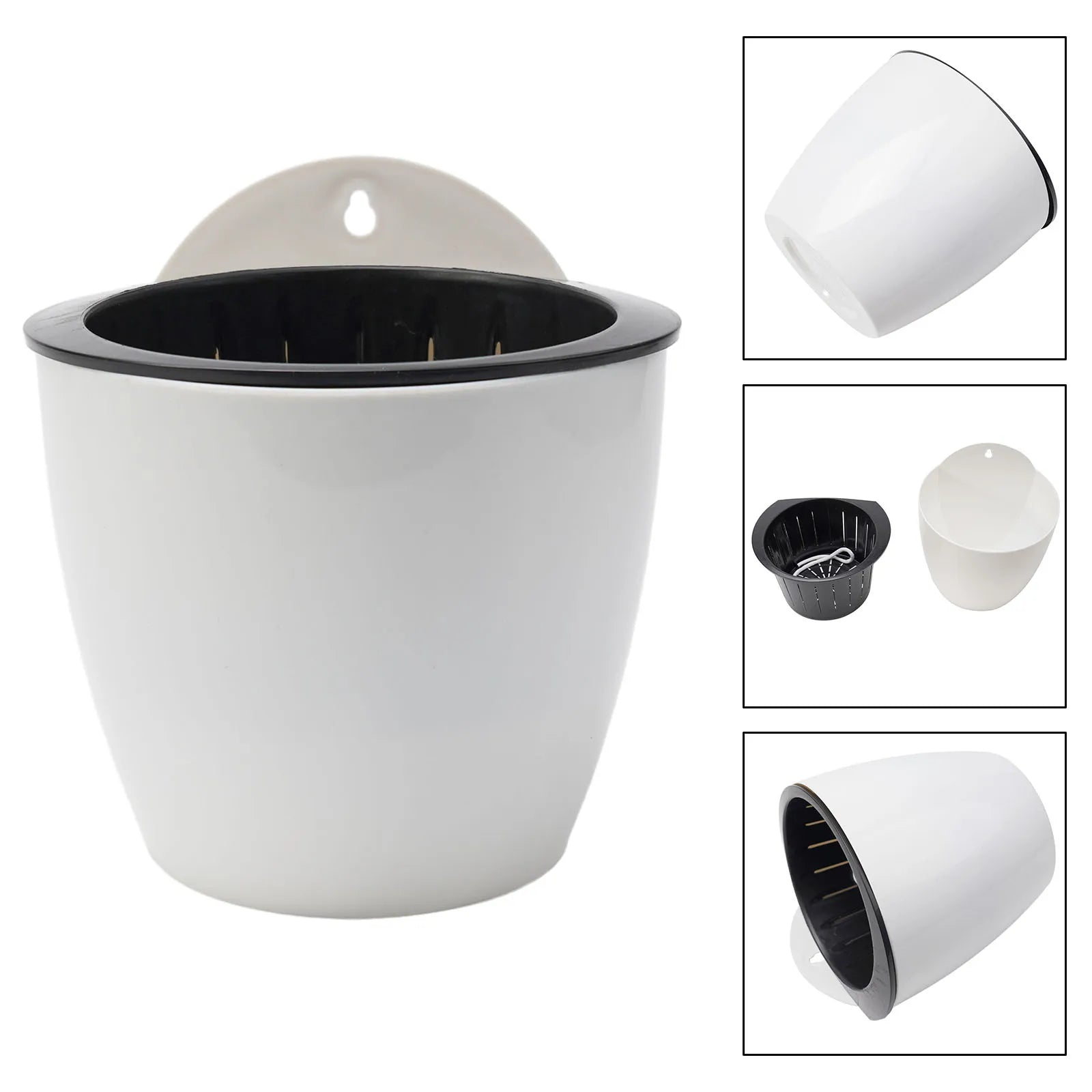 1X Wall-Mounted Flower Pot Automatic Water-Absorbing Plastic Self Watering Pot Green Dill Home Decoration Garden Supplies Qme