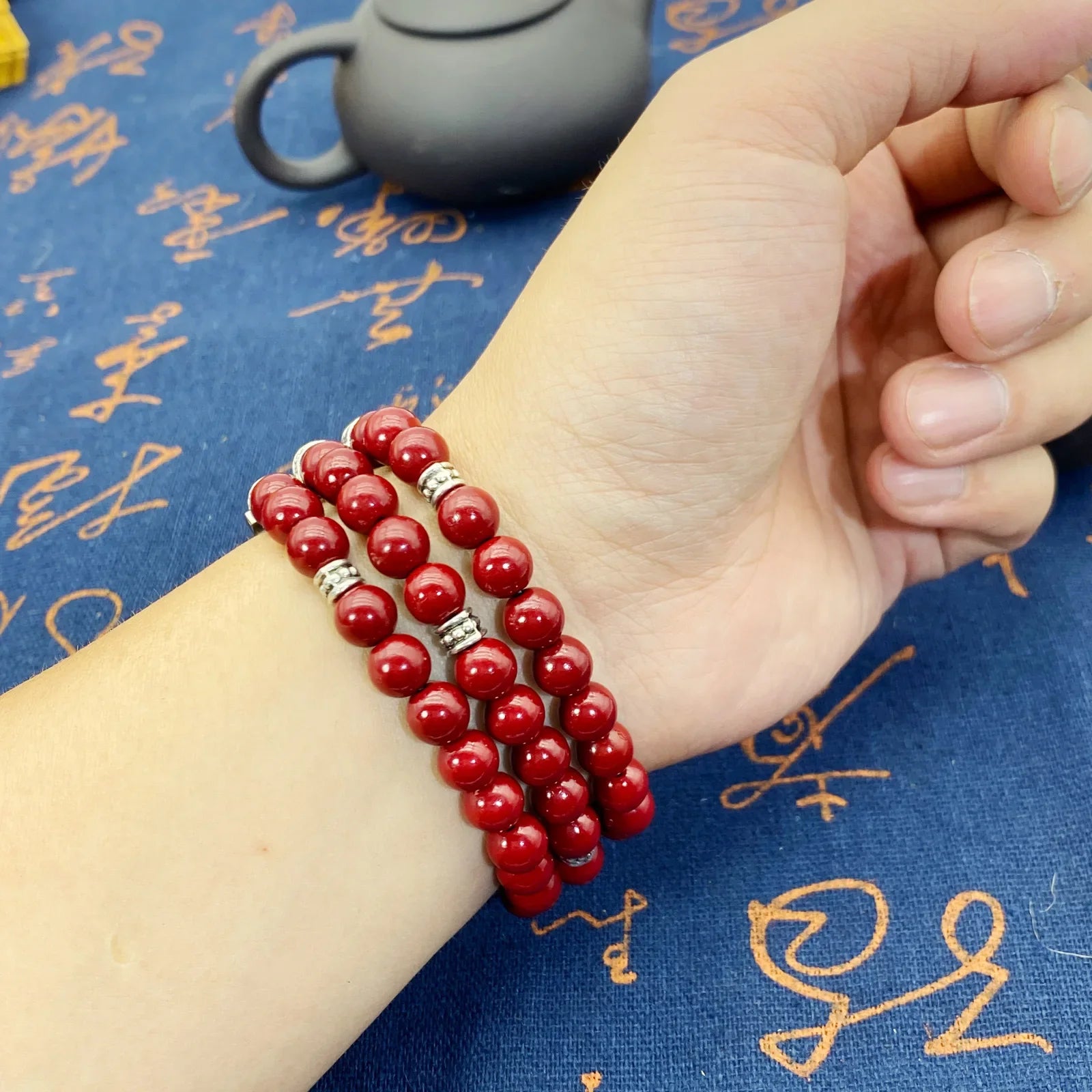 18mm Interface Premium Sandalwood Cinnabar Strap - Buddhist Beaded for Huawei Watch Qme
