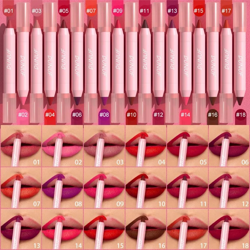 18 Colors Matte Lipstick Pen Soft Silky Velvet Lip Liner Pencil Sexy Full Color Lip Crayon Waterproof Lasting Beauty Maquillaje Qme