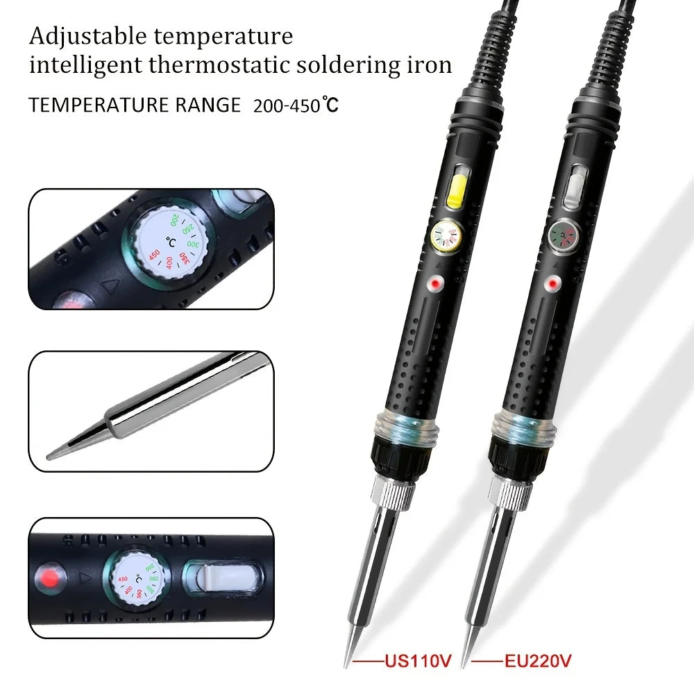 60W Electric Soldering Iron Adjustable Temperature 200-450 C Off Qme