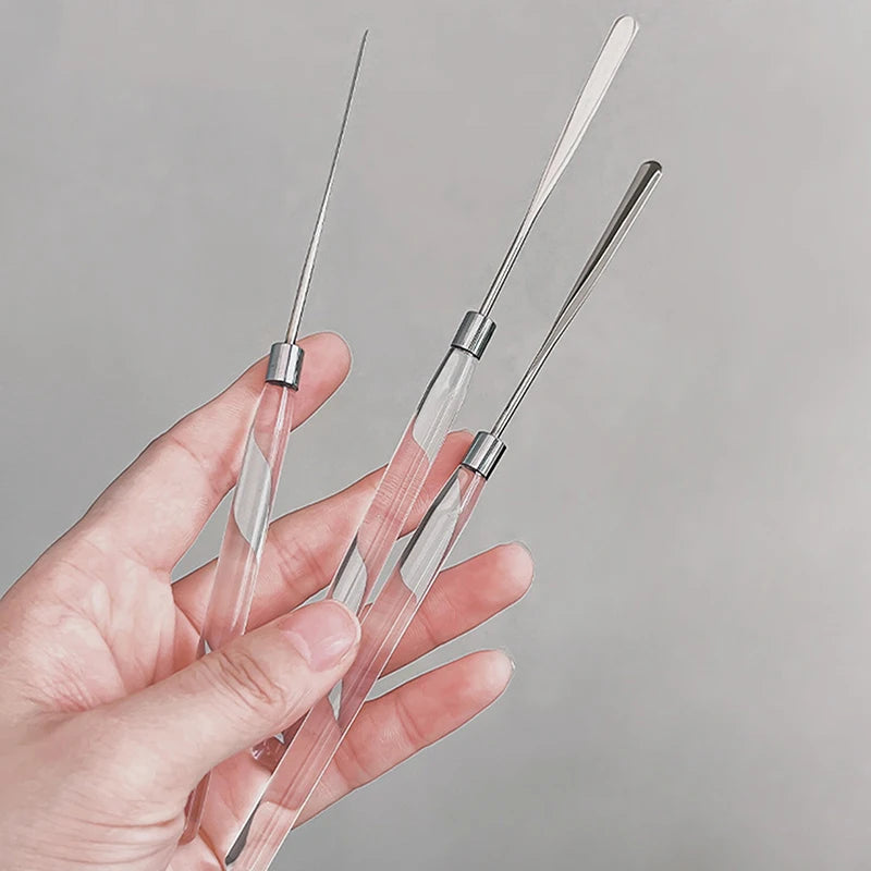 Stainless Steel Nail Art Makeup Toner Spatula Mixing Stick Gel Qme