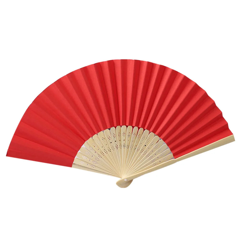 Pattern Folding Dance Wedding Party Lace Silk Folding Hand Held Solid Color Fan Solid Color Folding Fan Multi Color Folding Fan Qme Red