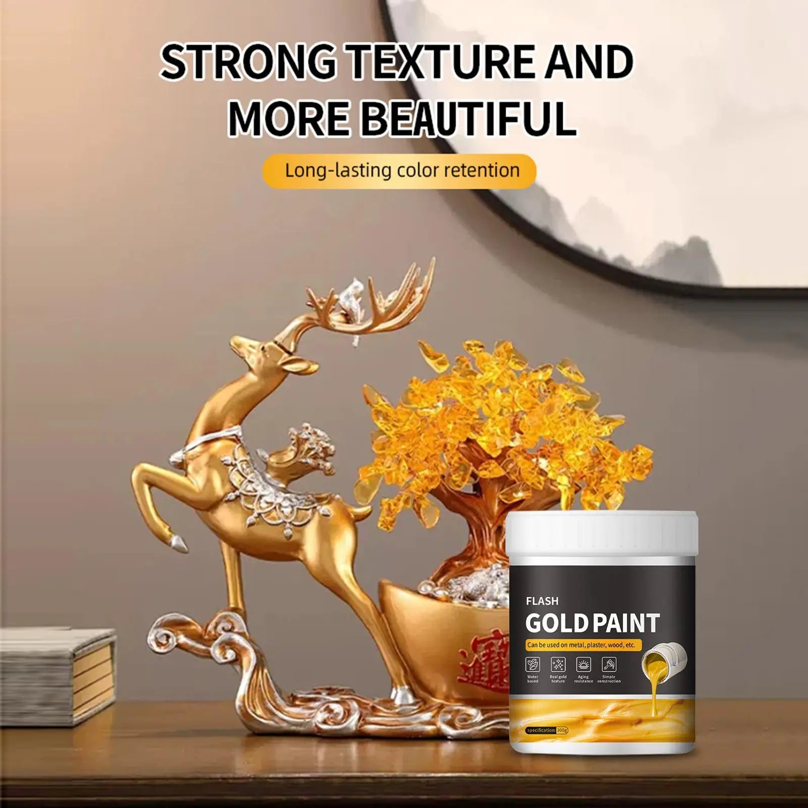 NEW Liquid Gold Foil Paint 300g Non-Fading Liquid Gold Foil Paint Metal Plaster And Wood Painting Easy To Apply Art Supplies Qme