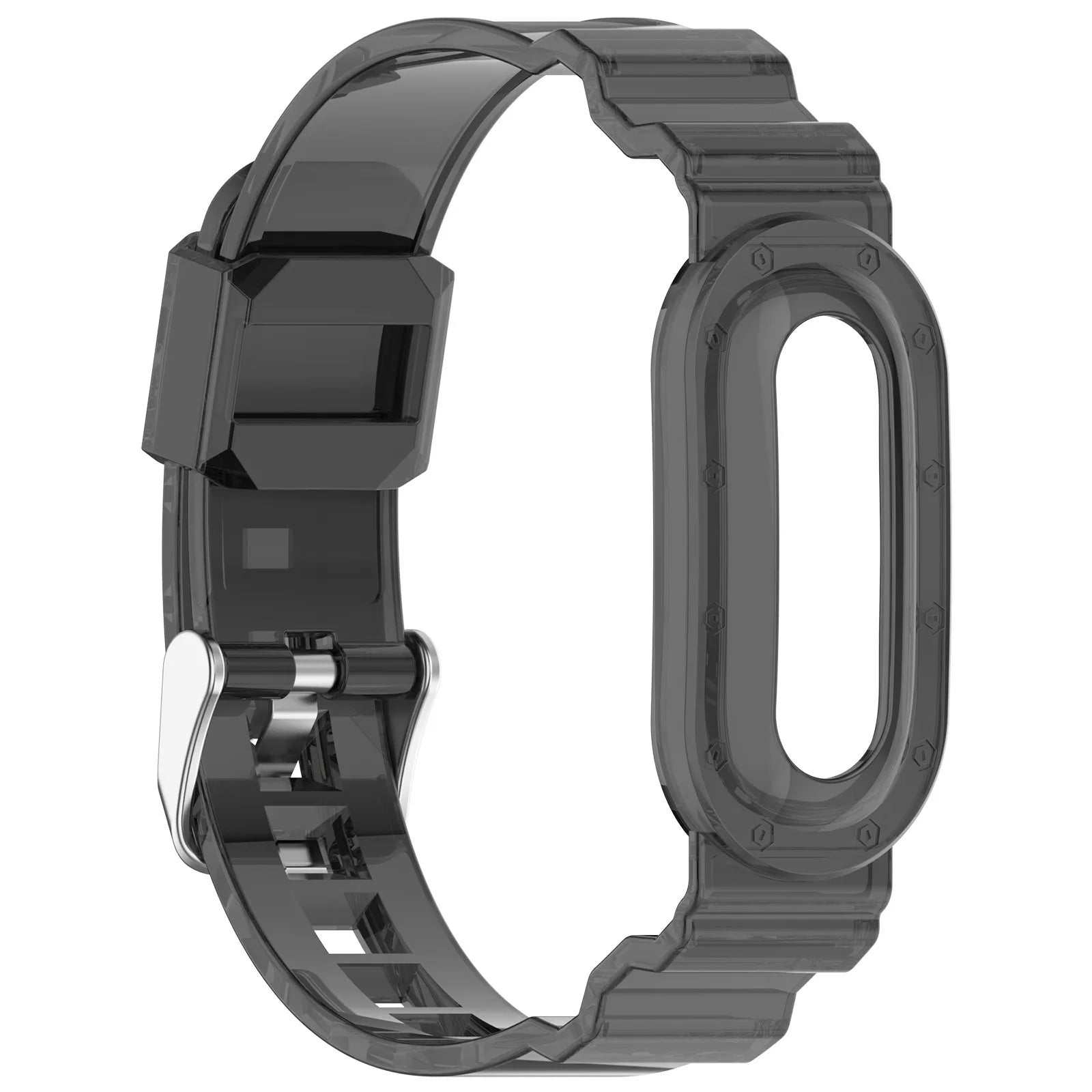 TPU Transparent Adjustable Wristband for Google Fitbit Air Fitness Tracker Watch Band Sweatproof Waterproof for Men Women Qme black