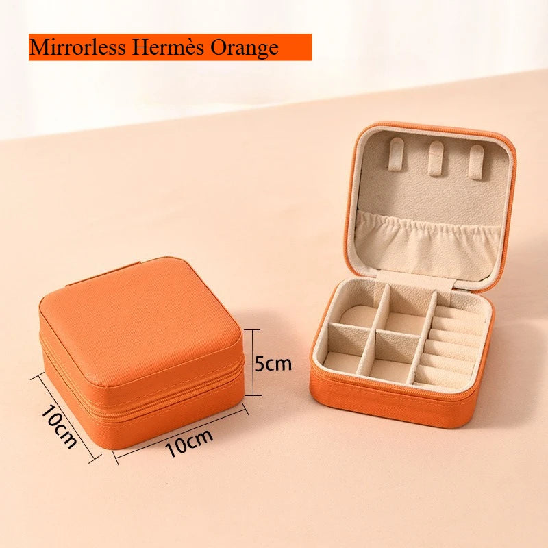 1pcs Single Layer Square Storage Box Ladies Travel Leather Jewelry Box Classic Various Colors Storage Box Qme Orange