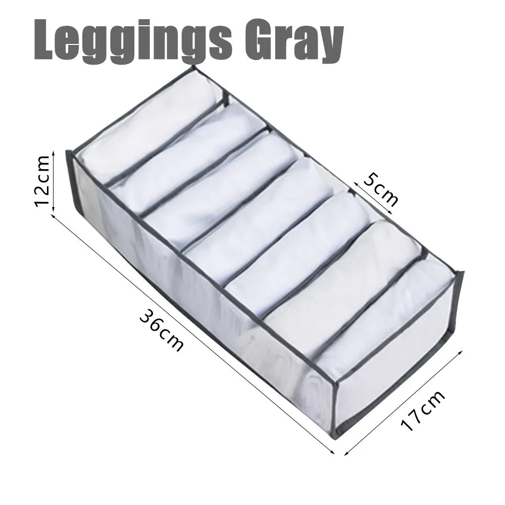 Clothing Storage Organizer Box Cabinets Drawer Jeans Organizer Underwear Pants T-Shirt Socks Storage Box Save Wardrobe Space Qme Leggings-Gray