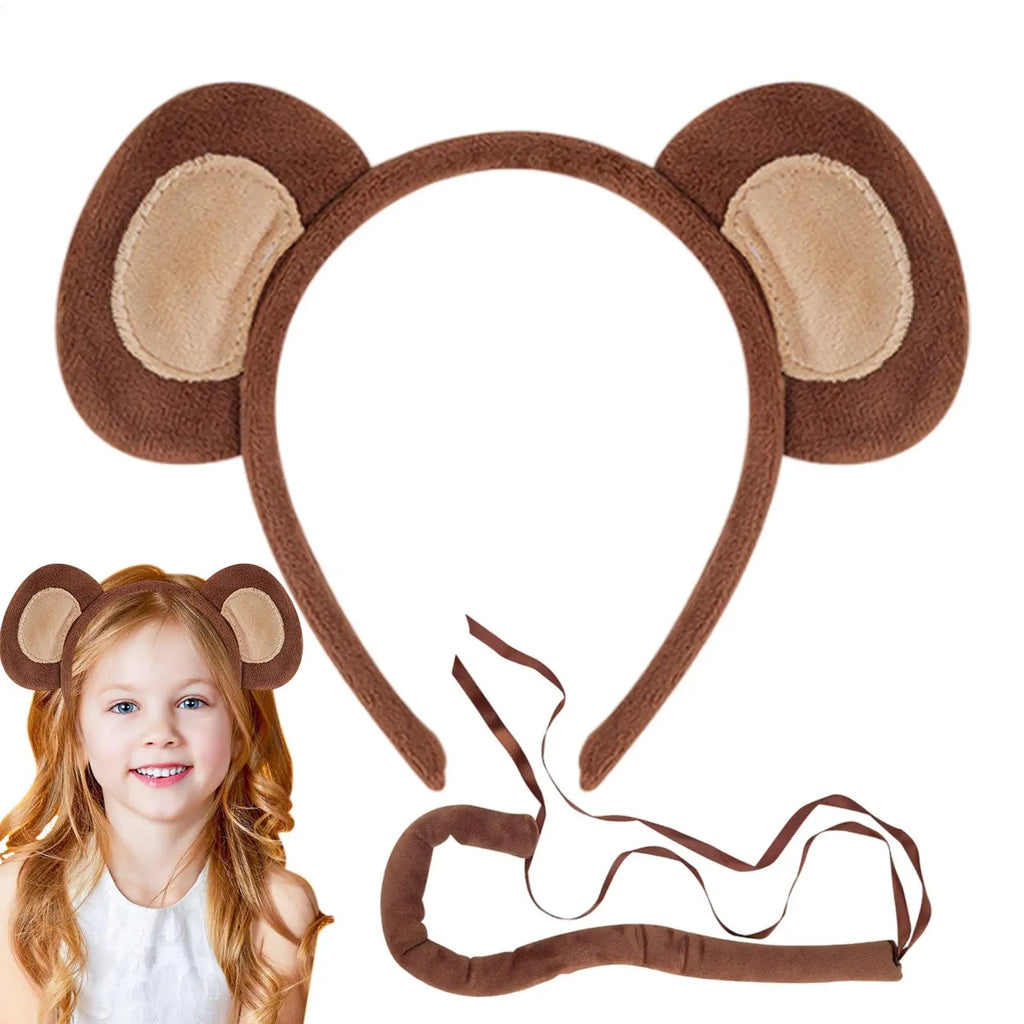 Monkey Ears and Tail Monkey Costume Accessory Kit Fashionable Halloween Animal Ears Cosplay Costume Comfortable Halloween Monkey Qme