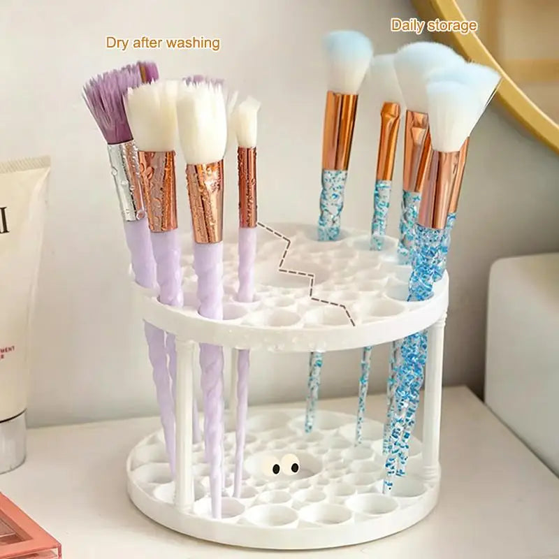 45 Slot 360 Degree Rotating Cosmetic Brush Holder Large Clear Makeup Qme