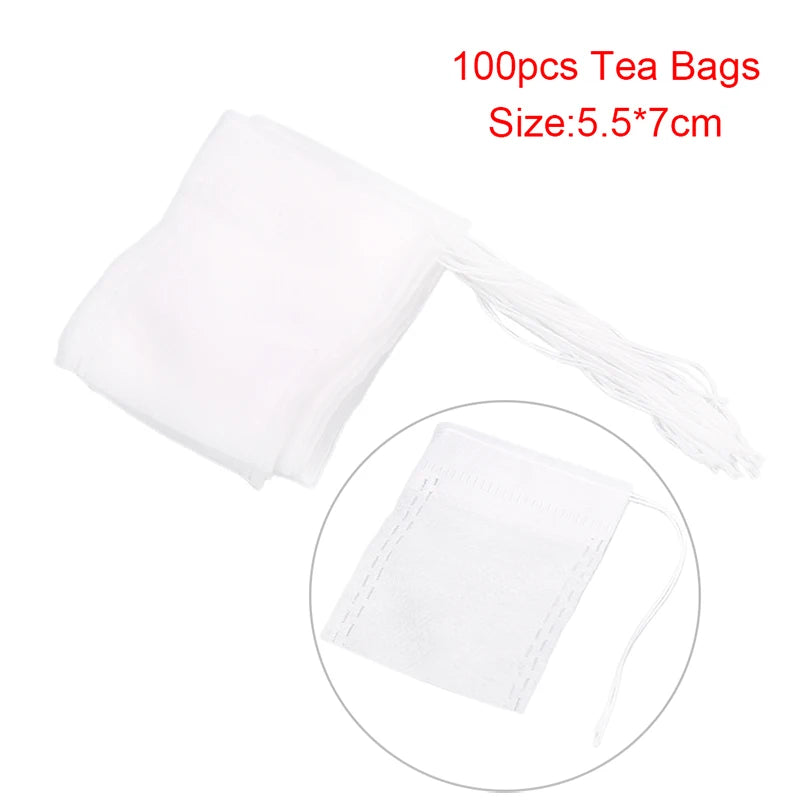 100X Tea Bags Food grade Empty Scented Tea Bags Infuser Seal Filter Paper. Qme White 1pc
