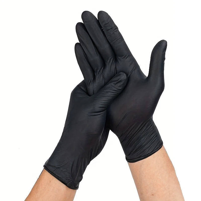 100PCS Black Disposable Nitrile Gloves Multi-purpose Household Gloves For Home Kitchen and Bathroom Cleaning, Nail Care,Painting Qme