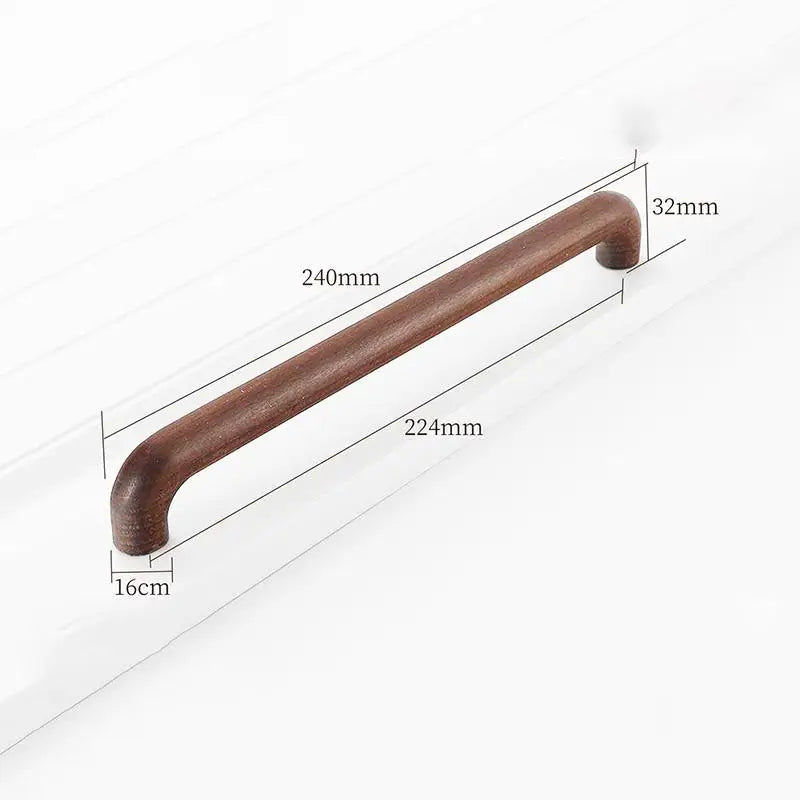 Natural Wood Color Cabinet Doors Solid Wood Handles Beech & Black Walnut Drawer Wooden Door Handles For Kitchen Bathroom Qme A6