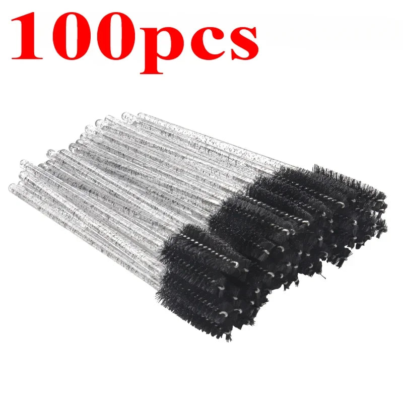 Wholesale 100/500/1000pcs Spoolies for Eyebrow Beauty Tools Eye Lash Extension Colorful Disposable Mascara Wands Eyelash Brush Qme Black 100pcs