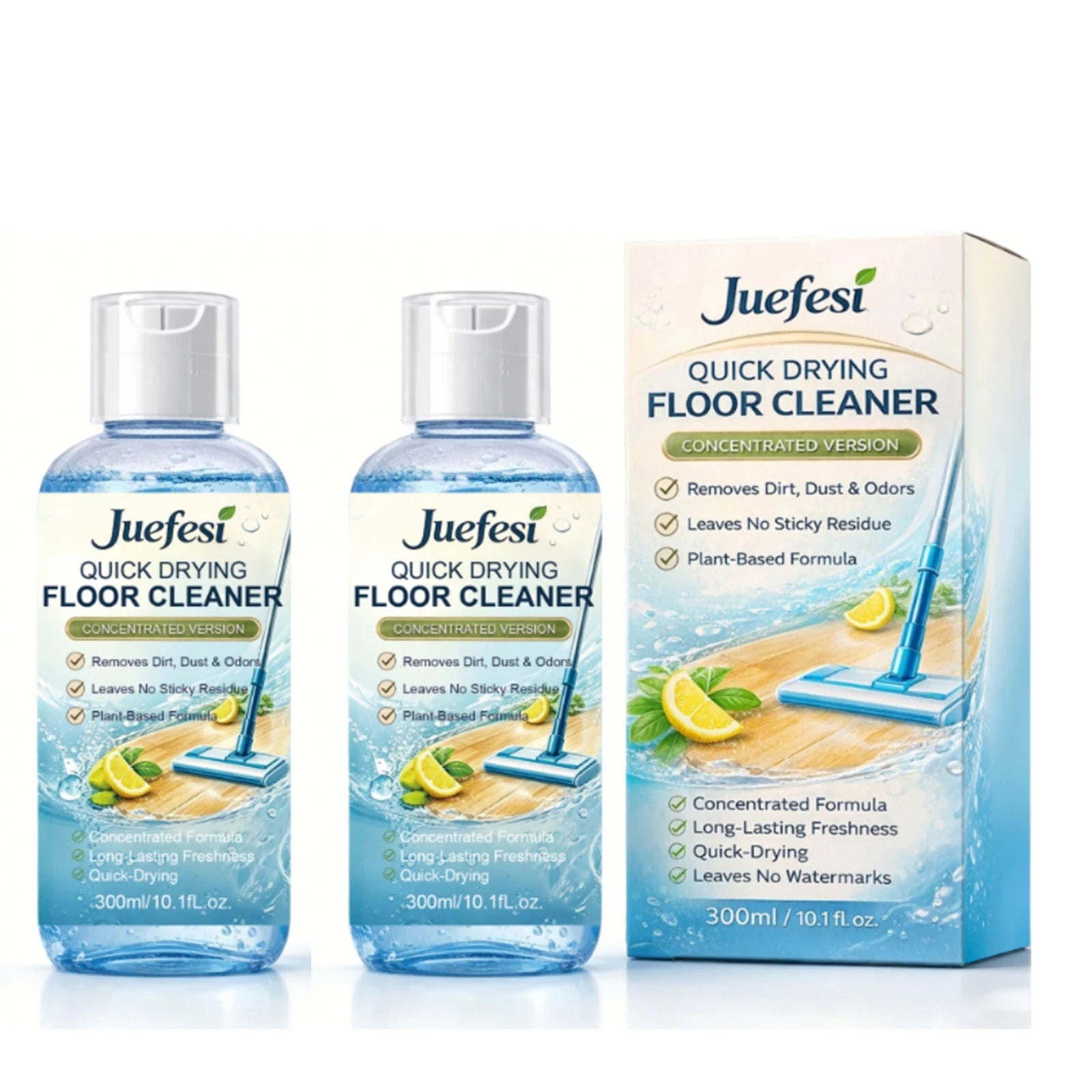 Concentrate Floor Cleaner Removes Dirt & Stains Reduce Odors Fresh Scent Quick Drying No Residue Multi-surface Cleaning Solution Qme 2 x 300ml Boxed