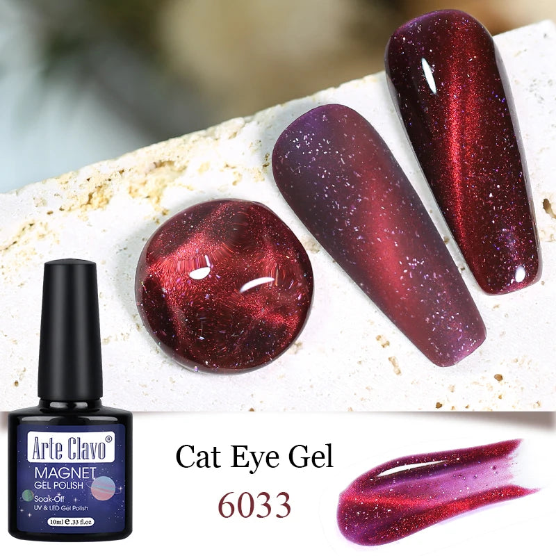 Arte Clavo Cat Eye Magnetic Gel Polish Green Red Semi Permanent Soak Qme 6033