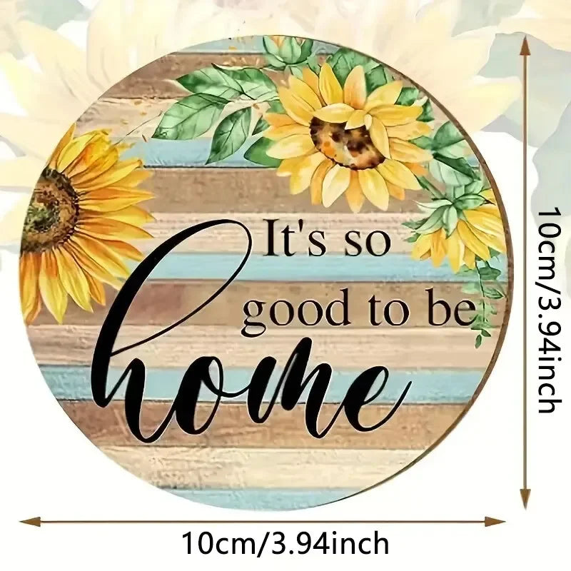 Vintage Sunflower Drink Coasters Holder Absorbent Wood Coaster Qme
