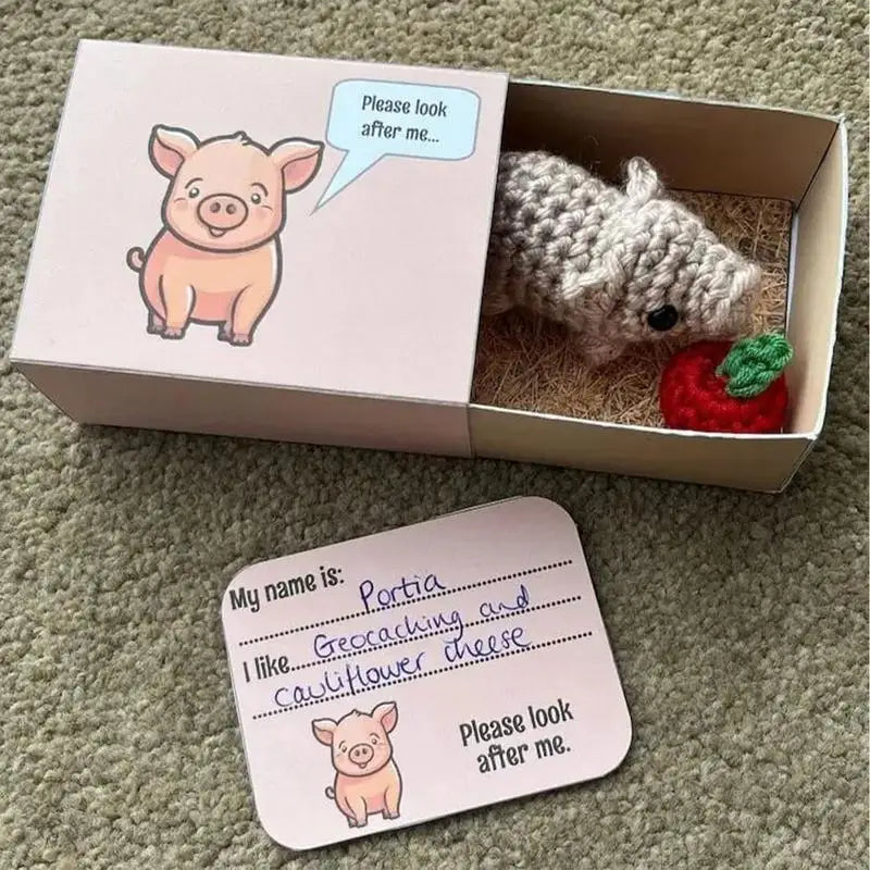 Crochet Pet Swine Doll Small Figurine Knitting Emotional Support Qme