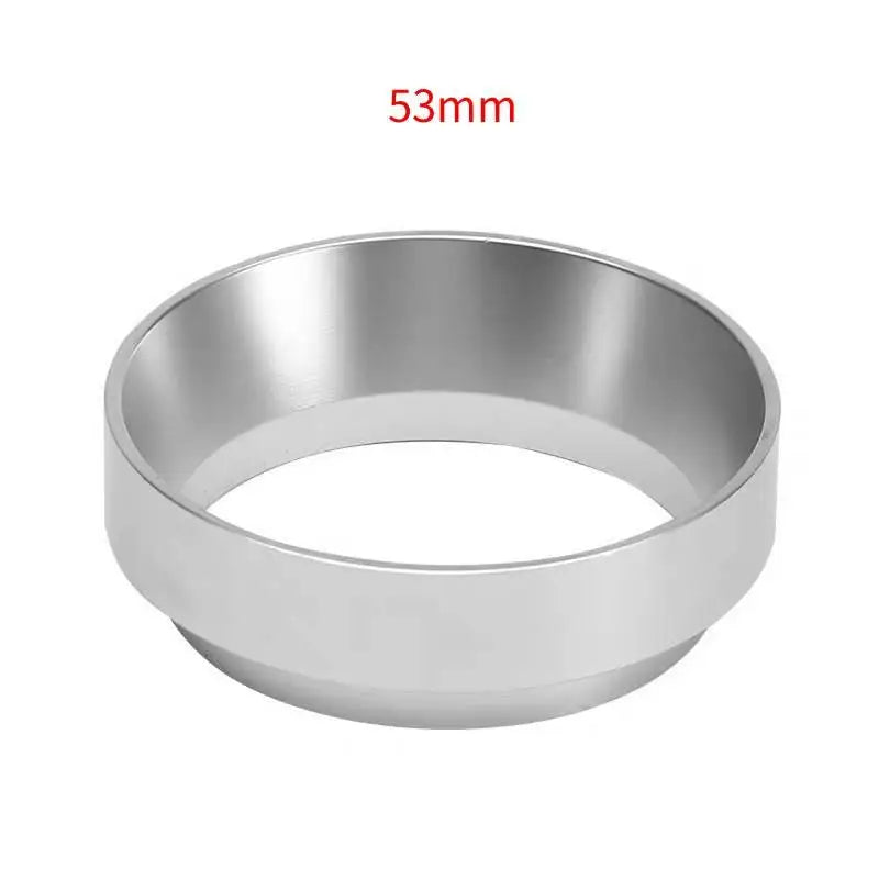 Aluminum Alloy Espresso Dosing Ring Anti Spill Design Easy Clean Qme 53mm silver