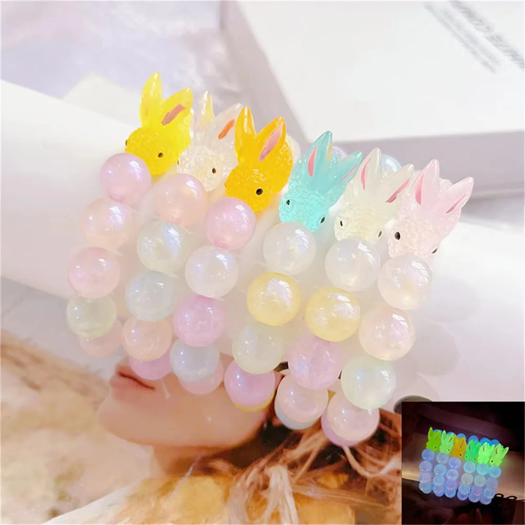 b13 Cute Resin Luminous Rabbit Beads Bracelet Fashionable Women's Girls Acrylic Cute Korean Bracelet Accessories Wholesale Qme
