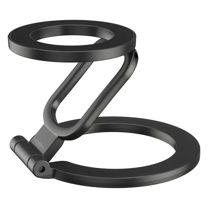 Magnetic Finger Ring Phone Holder Double Sided Kickstand Adjustable Grip Stand Compatible Car Bracket Hands Free for iPhone 17 Qme black