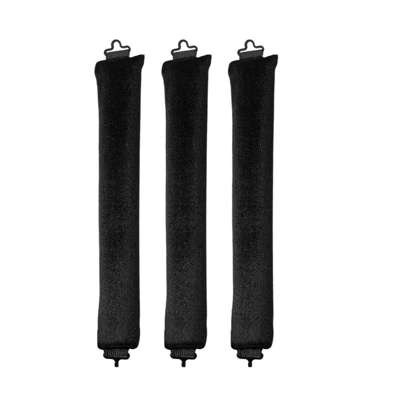 Heatless Hair Curlers Curling Rod Headband No Heat Lazy Curls Hook Qme Black-3pcs