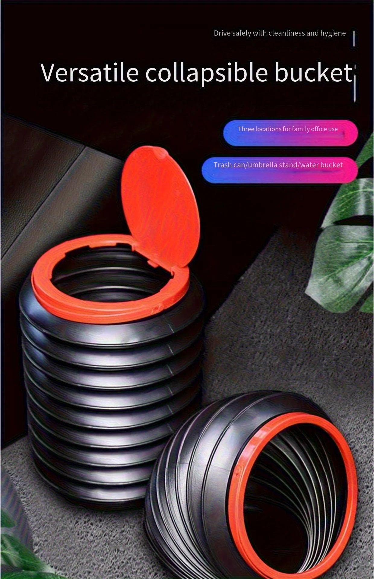 Car Trash Can Vehicle Garbage Bag Multifunctional Foldable Retractable Storage Bucket Portable Creative Storage Bucket Qme