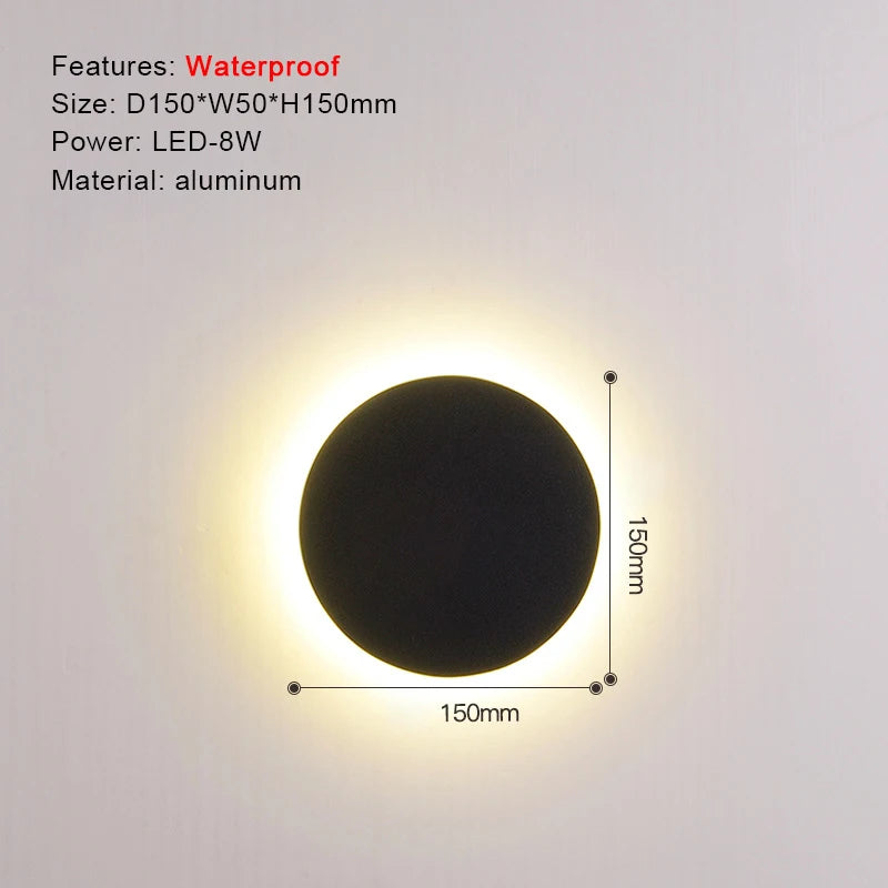 TRAZOS Round Square Modern Wall Lights Garden Porch Ip65 Waterproof Up Down Lighting Outdoor Led Bedroom Lamp Wall Decor Qme 1014 Warm White (2700-3500K)