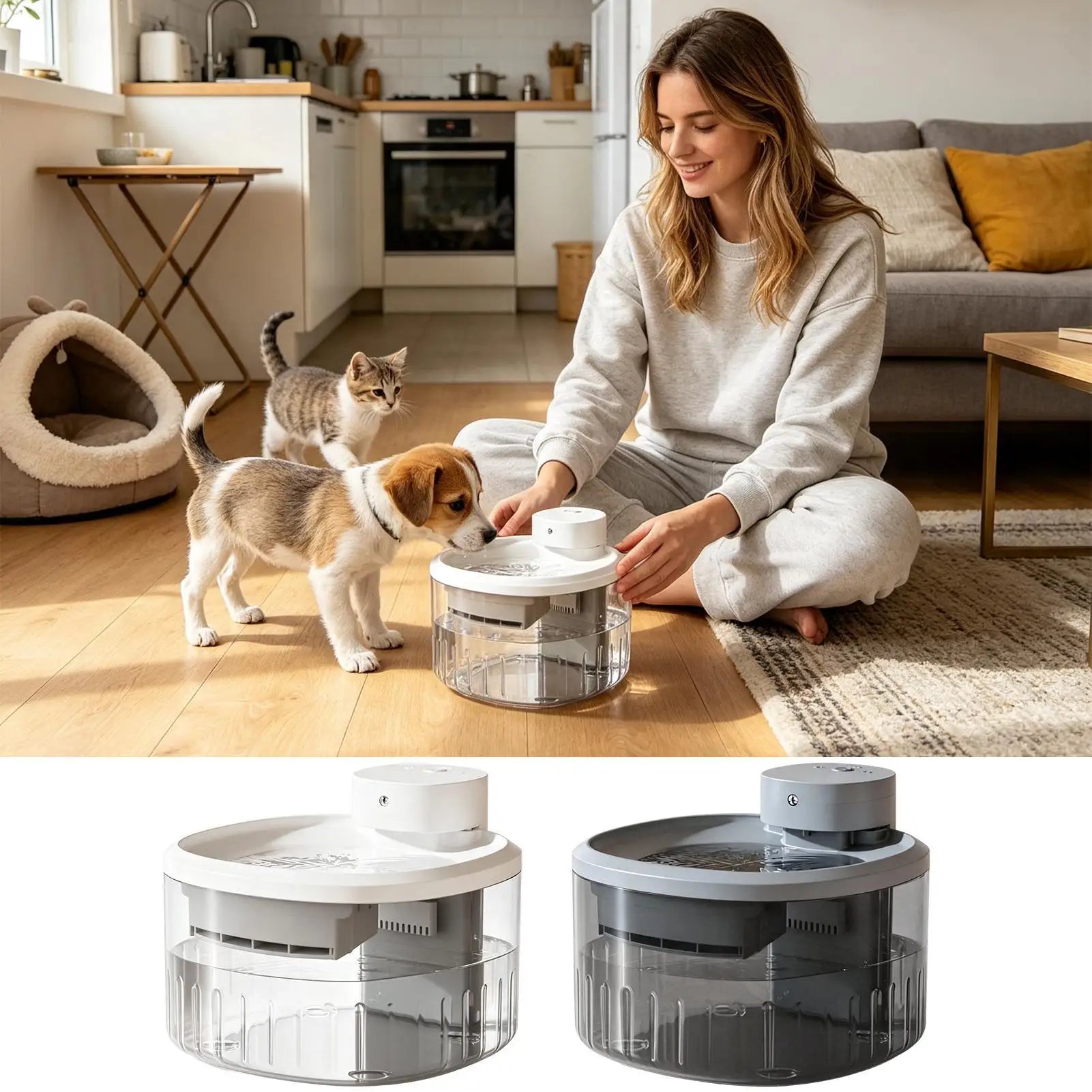 Cat Water Fountain Motion-activated Rechargeable 9 Filters Automatic Qme