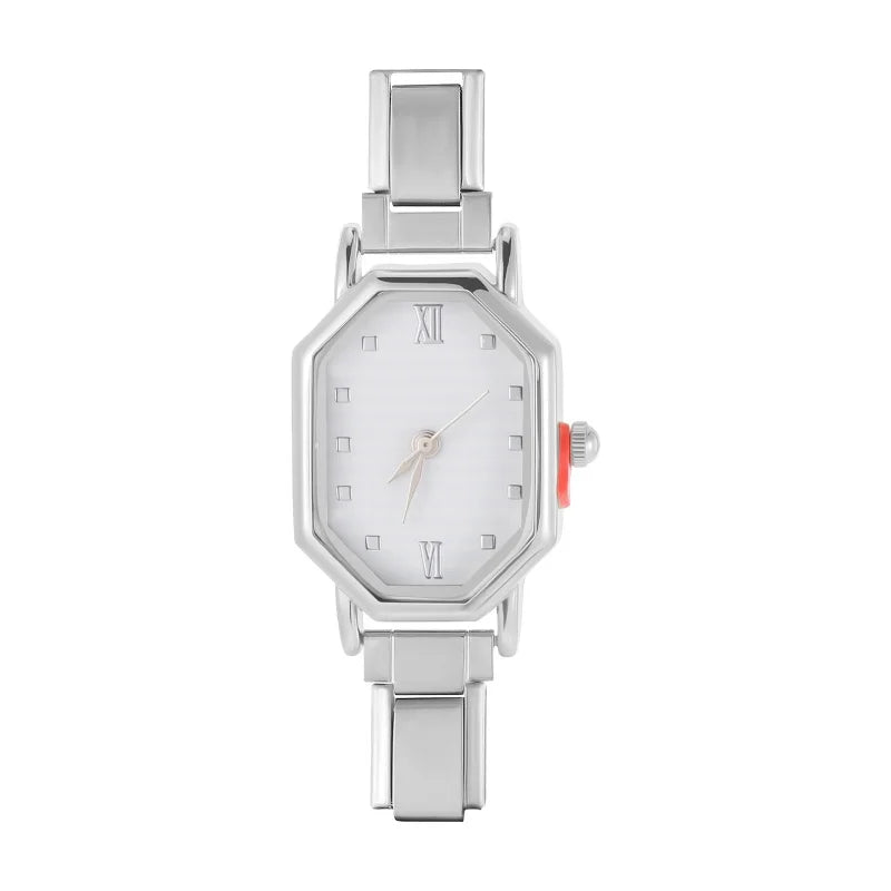 Fashion Watch Women's DIY 9MM Width Italian Elastic Charm Stainless Candy Zircon Watch Head Link Bracelet Jewelry Birthday Gifts Qme Style 27