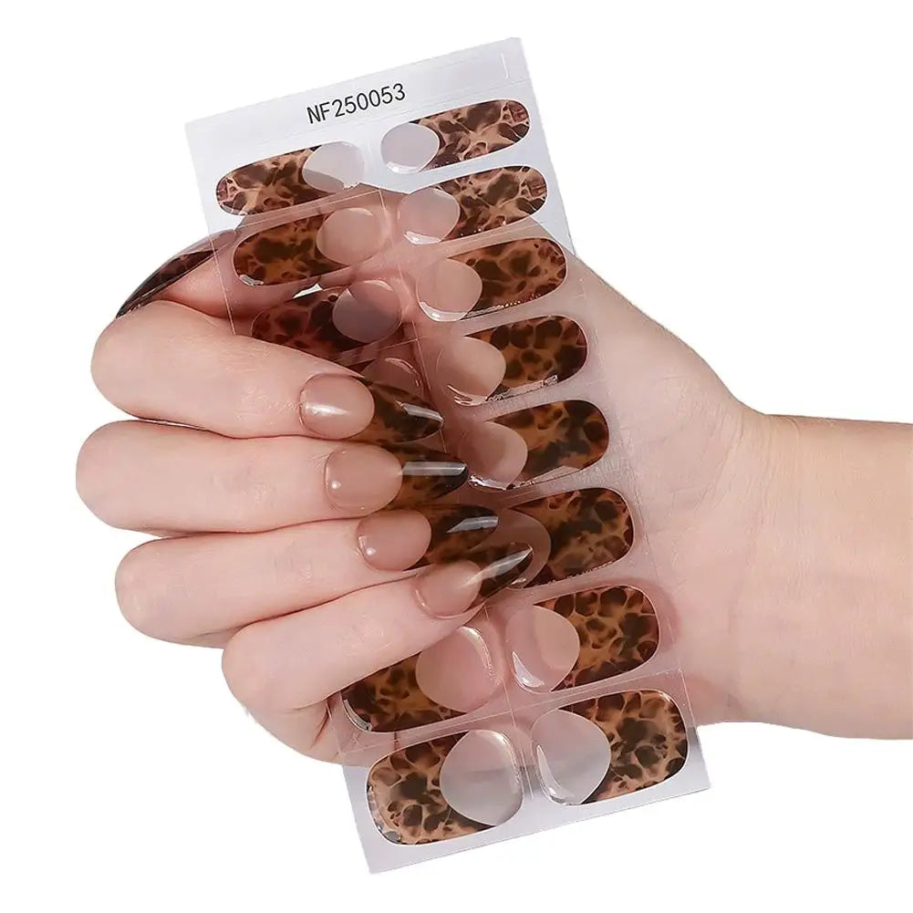 Nail Stickers Woman Strips Cheetah Print Gel Wraps Long Lasting Full Qme B