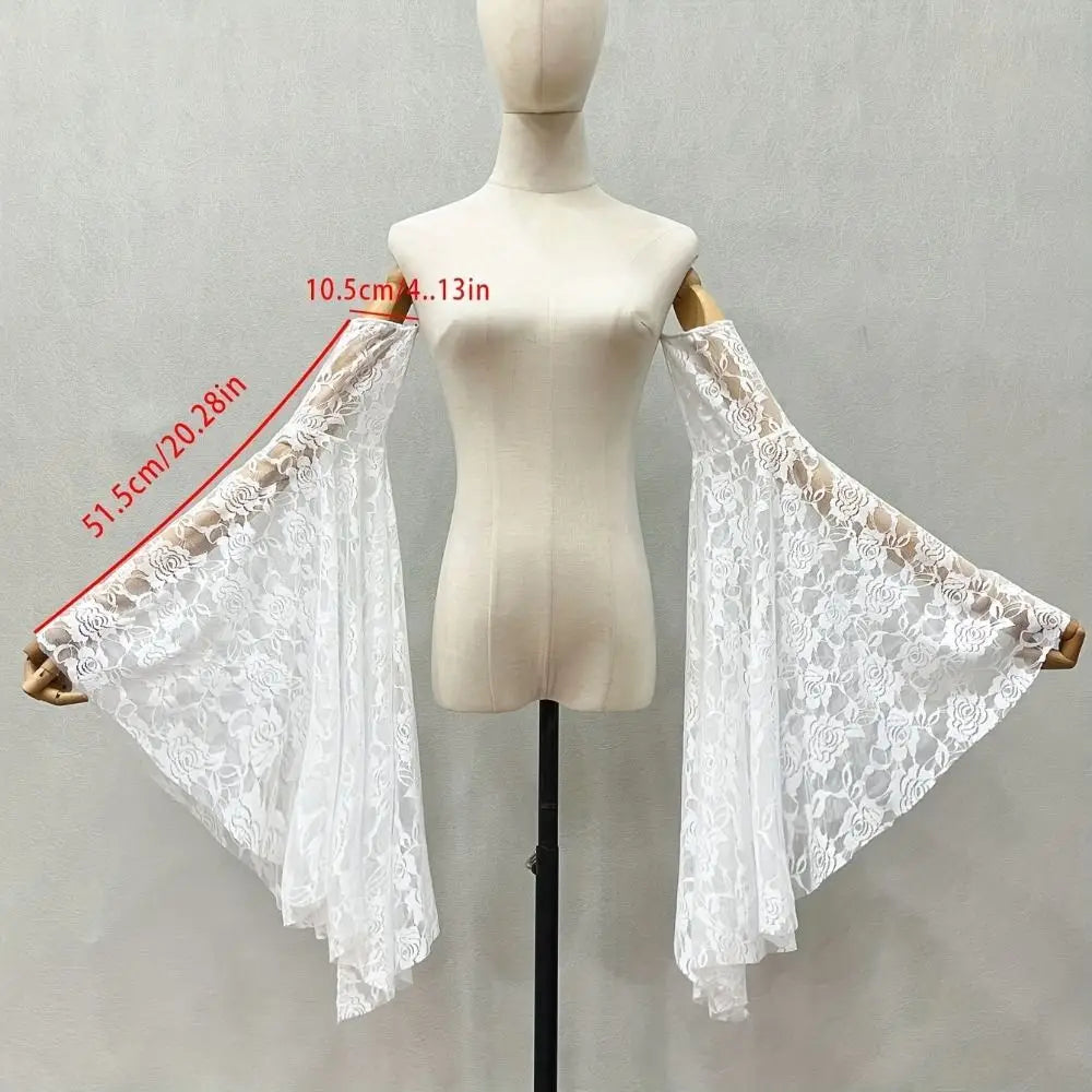 Elegant Long Tulle Sleeves Breathable Arm Decor Thin Sheer Bridal Gloves Comfortable Flower Embroidery Lace Arm Sleeves Qme