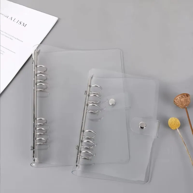 Transparent Color Plastic Clip File Folder A5/A6 Notebook Loose Leaf Ring Binder Planner Agenda School Office Supplies Qme