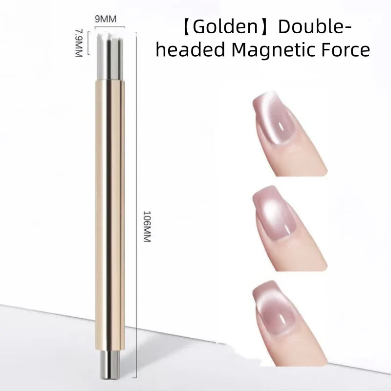Glass Beads Special For Cat's Eye Pink Nail Magnetic Stick Newly Upgraded Nail Polish Glue Magnet Rod Double Head Magnetic Tool Qme 1pcs golden 1