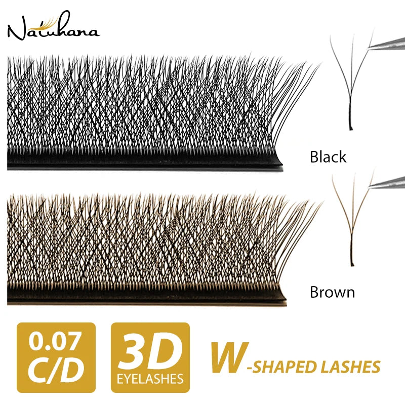 NATUHANA 3D W-shaped Eyelash Extensions Premade Volume Fans W Shape Qme