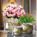 Ceramic Plant Pots Set of 3 Planters with Drainage Holes Flower Pot Outdoor Indoor Modern Decor for Garden Succulent Pots Qme Flower Set-3PCS