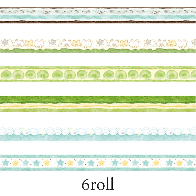 6Roll Cute Cartoon Food Theme Glitter Washi Tape for DIY Scrapbooking Collage Art Supplies Phone Case Notebook Decoration Qme B