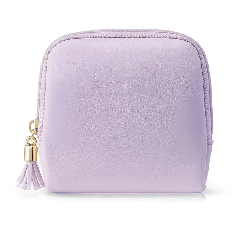 Tassel PU Leather Jewelry Storage Bag Earrings Bracelet Organizer Large Capacity Mini Cosmetic Gift Bag Qme Purple one size