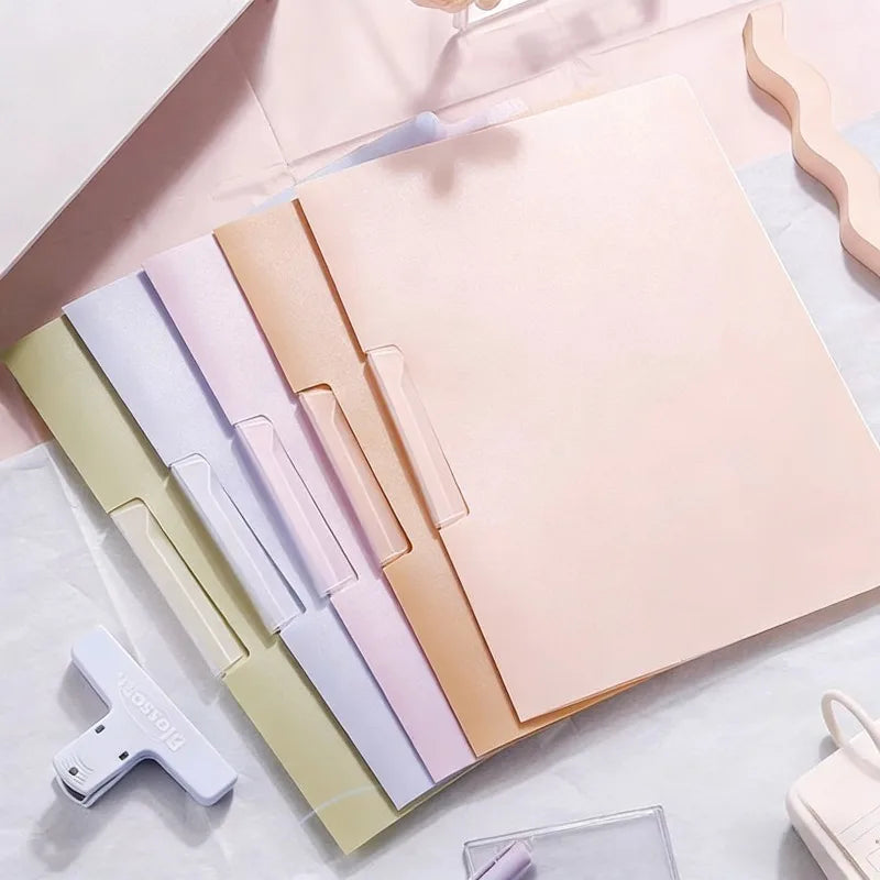 Gradient Folder Rotating Side Opening Buckle Test Paper Document Qme 5pcs Morandi