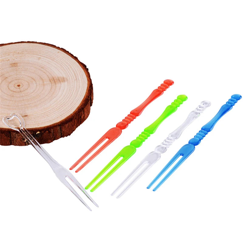 Mini Transparent Disposable Forks Party BBQ Sticks Picks Skewer Home Qme