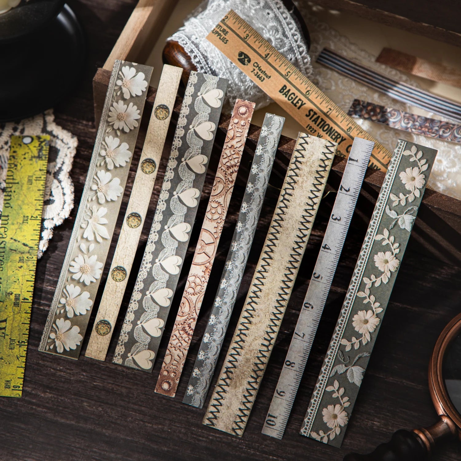 25 Sheets Vintage Long Style Journal Stickers for DIY Scrapbook Guitar Phone Case Notebook Decoration Craft Supplies Stationery Qme