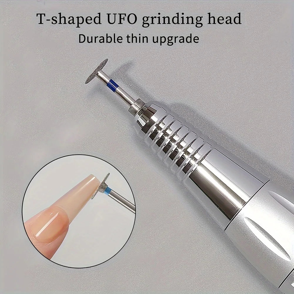 Manicure Flying Saucer Polishing Head T Round Emery Metal Polishing Short Nail Tip Trimming Polishing Tool Nail Drill Bits Qme