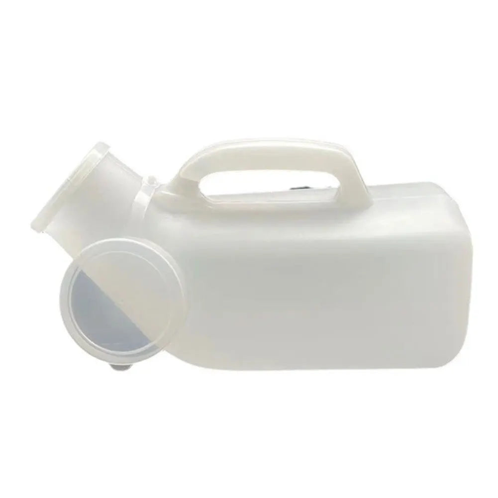 1200ml Pee Container Spill Proof Urine Bottle Plastic Mens Bedpan Bottle with Lid for Car Elderly and Incontinence Qme White