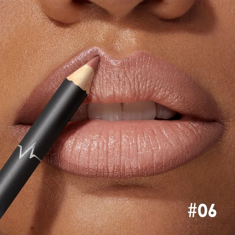 Waterproof Matte Lipliner Pencil Red Contour Tint Lipstick Long Qme 06