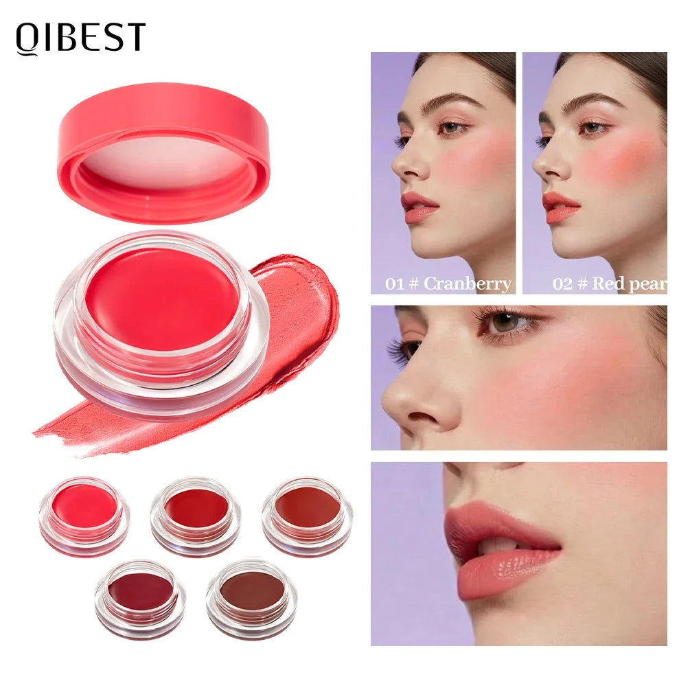 QIBEST Multi-Use 3 In 1 Makeup Lipstick Blusher Lightweight Mousse Cream For Eyes Lasting Lip Mud Face Blush Beauty Cosmetics Qme