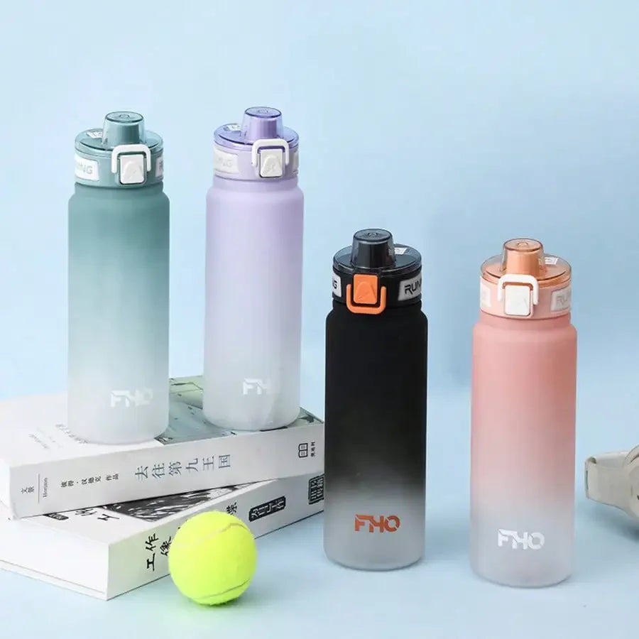Outdoor Sports Portable Gradient Frosted Plastic Space Cup Straw Qme