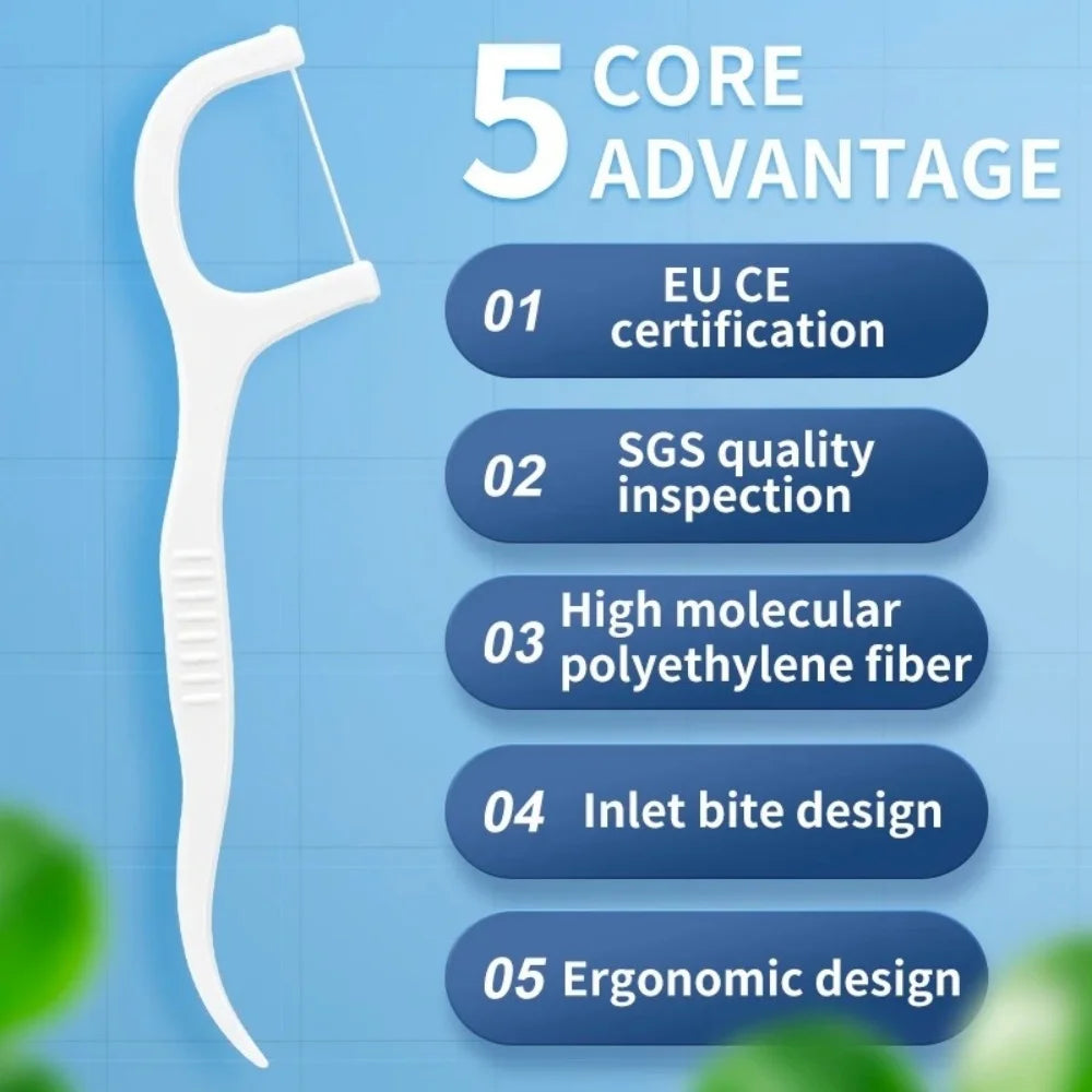 50pcs Polymer Dental Floss Picks Combine Plastic Handles Fine Cleaning Threads Lightweight Portable Design for Daily Oral Care Qme