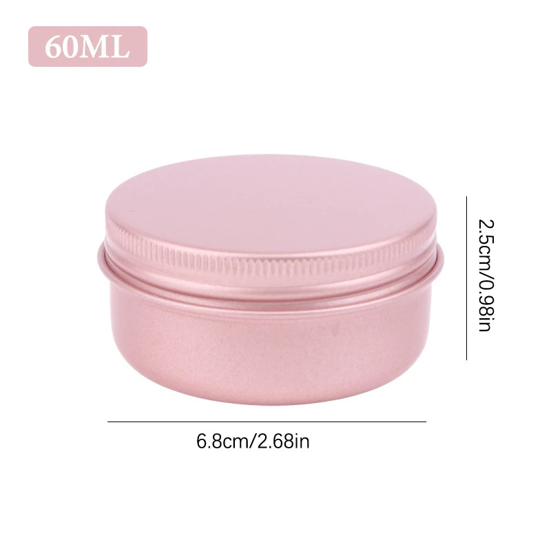 5 Refillable Cream Jars Tin Containers Screw-top Lids Lip Balm Nail Qme 60ml 68