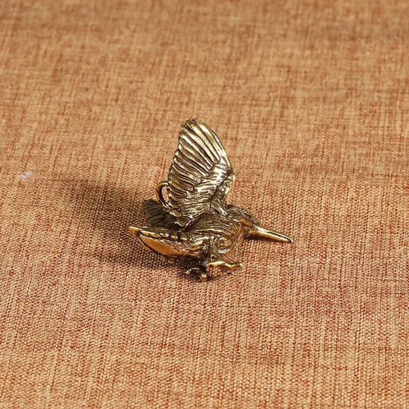 Brass Opening Wing Mini Eagle Bird Art Decoration Home Living Room Qme