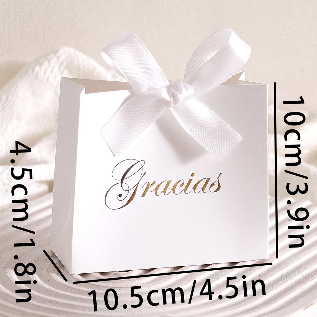 Elegant 5-Piece Gift Box Set With“Gracias” Design and Ribbon - Perfect for Storing Snacks, Candies and Small Gifts - Perfect Fo Qme